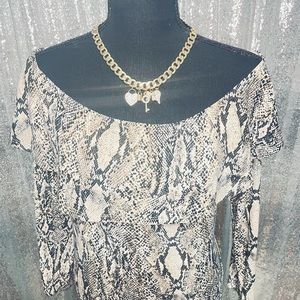 Long Sleeve Snakeskin print Bodysuit top